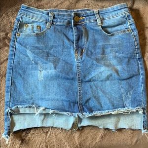 Raw Hem Denim Skirt